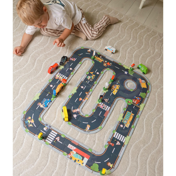 WOOPIE GREEN Droga Puzzle dla Dzieci Autostrada Makieta 21 el. Certyfi