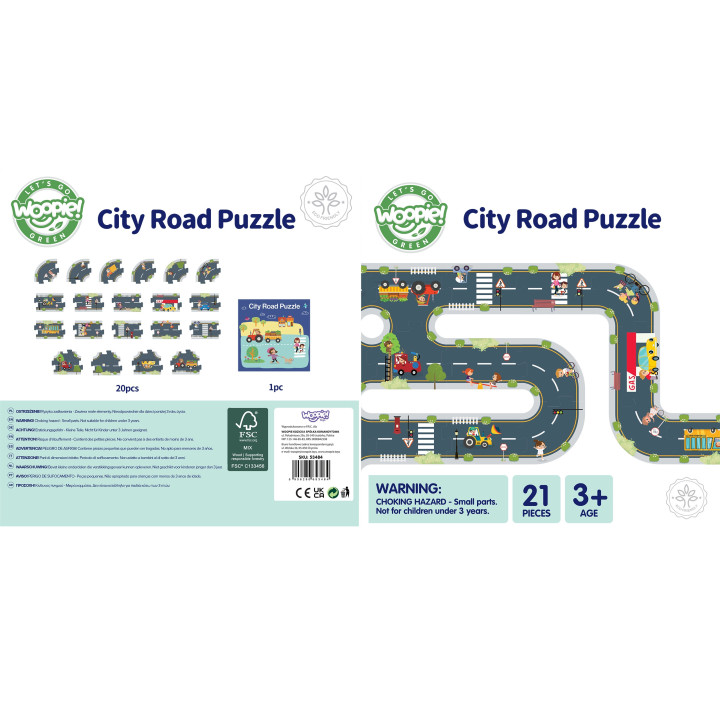 WOOPIE GREEN Droga Puzzle dla Dzieci Autostrada Makieta 21 el. Certyfi