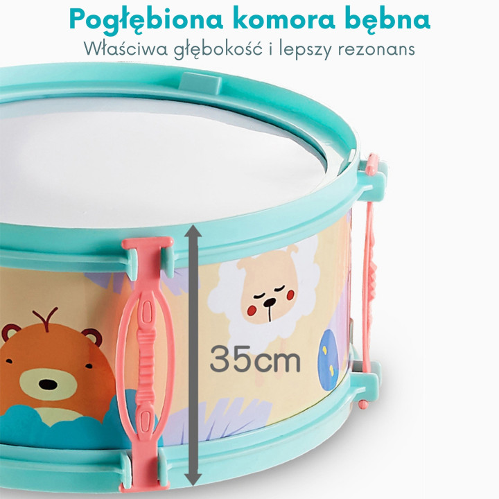 WOOPIE Perkusja Edukacyjna dla Dzieci 5 Bębnów 1 Talerz + Taboret z Mo