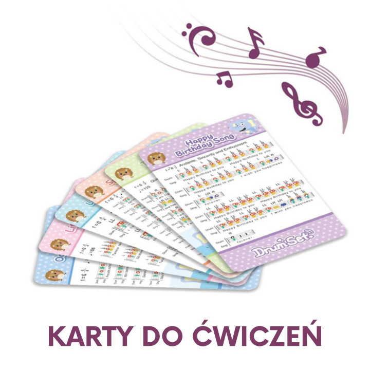 WOOPIE Perkusja Edukacyjna dla Dzieci 5 Bębnów 1 Talerz + Taboret z Mo