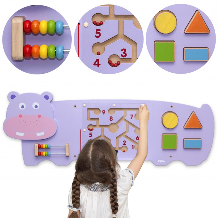 VIGA Tablica Sensoryczna Manipulacyjna Hipopotam Certyfikat FSC Montes