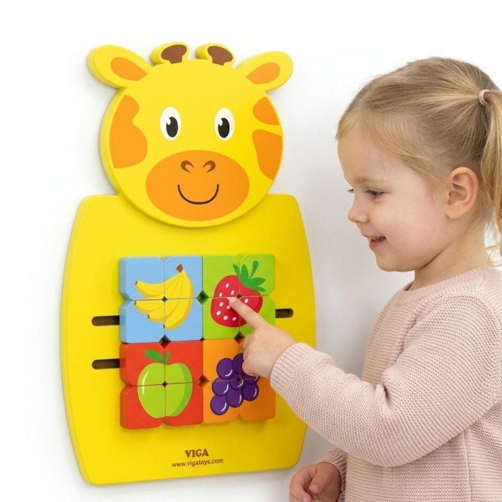 VIGA Drewniana Tablica Manipulacyjna Żyrafka Certyfikat FSC Montessori