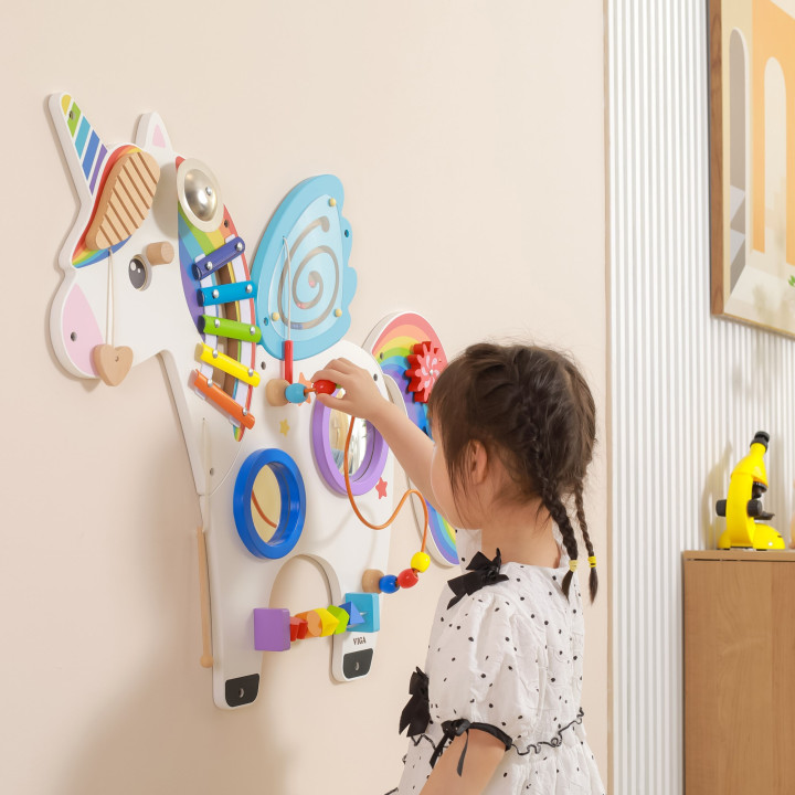VIGA Drewniana Tablica Sensoryczna Manipulacyjna Jednorożec Certyfikat