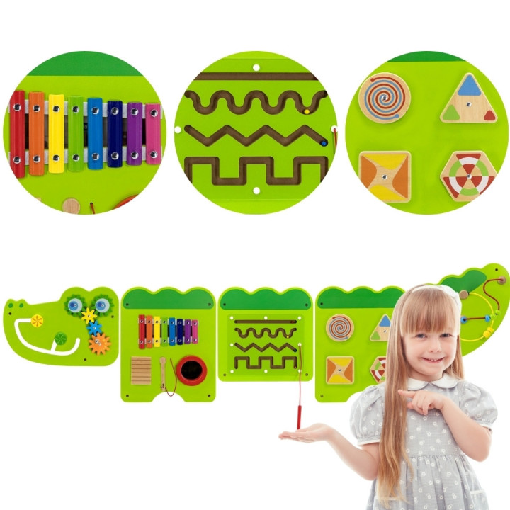 VIGA Tablica Sensoryczna Manipulacyjna Krokodyl Certyfikat FSC Montess
