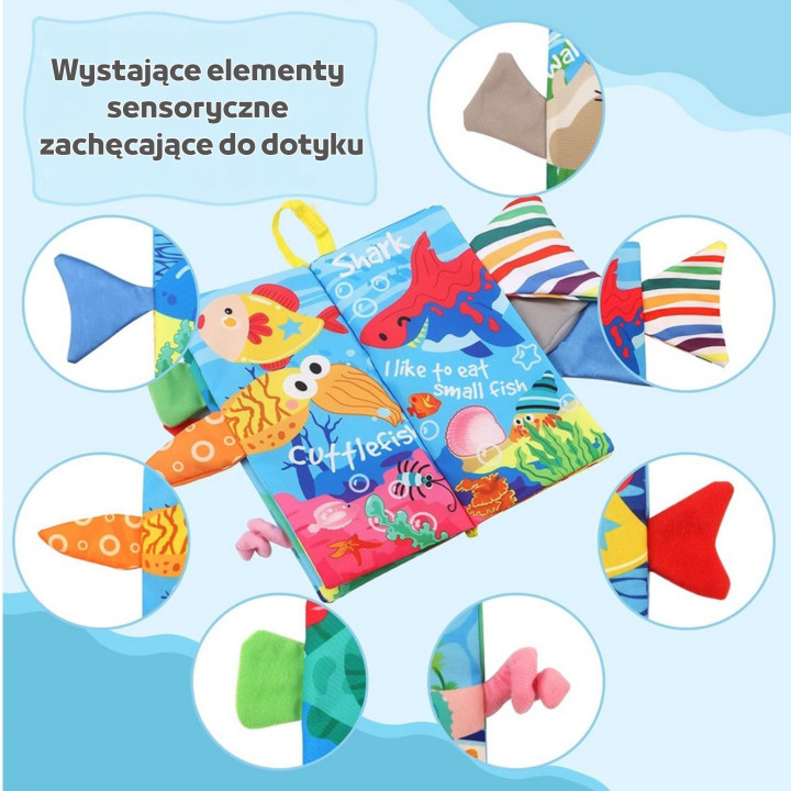 WOOPIE BABY Książeczka z Ogonkami Zwierząt Morskich Materiałowa Szeles