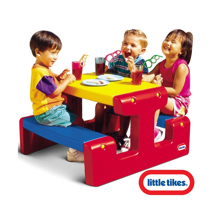 LITTLE TIKES Stół Stolik Piknikowy Czerwono Żółto Niebieski