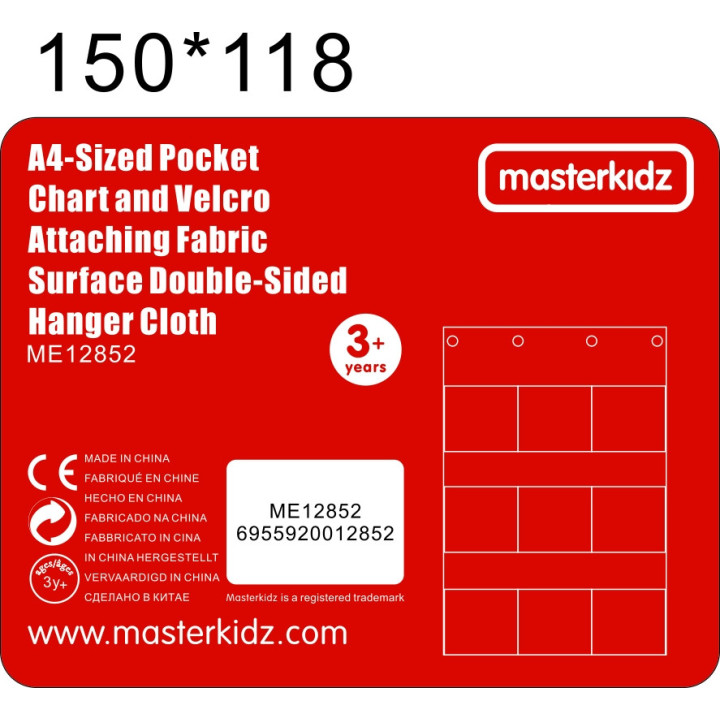 MASTERKIDZ Materiałowy Arkusz Do Wieszania Z Kieszonkami Na Książki i 