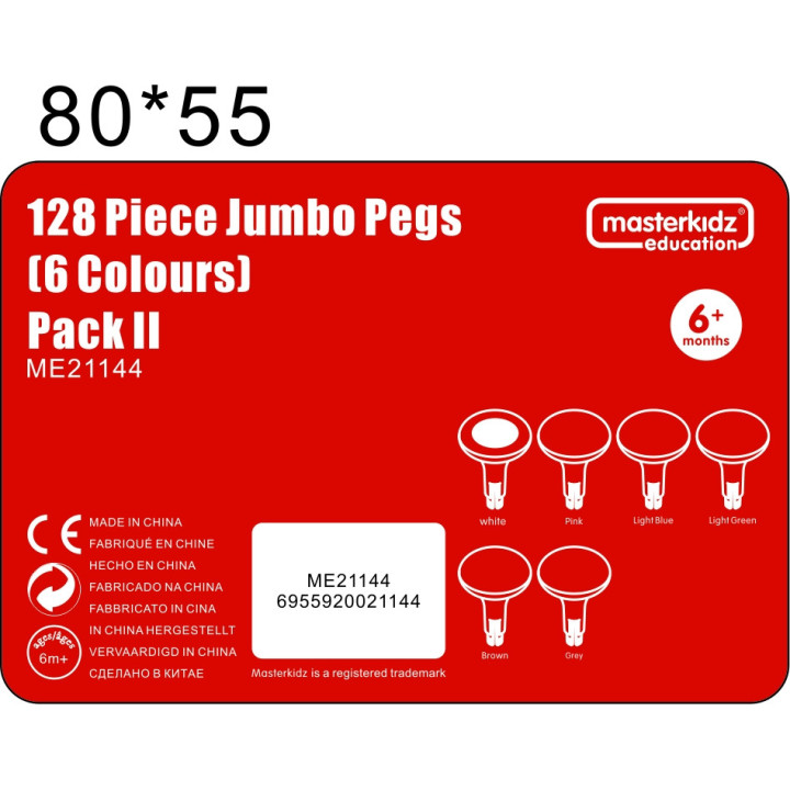 MASTERKIDZ Kolorowe Kołeczki Jumbo do Tablicy STEM 128 Szt. - 6 Koloró