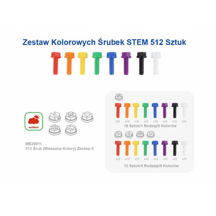 MASTERKIDZ Kolorowe Śrubki 5 Kształtów Do Tablicy Kreatywnej STEM 512 