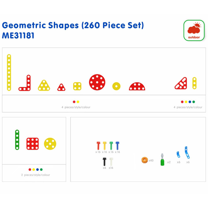 MASTERKIDZ Zestaw Geometrycznych Kształtów Klocków do Paneli Ściennych