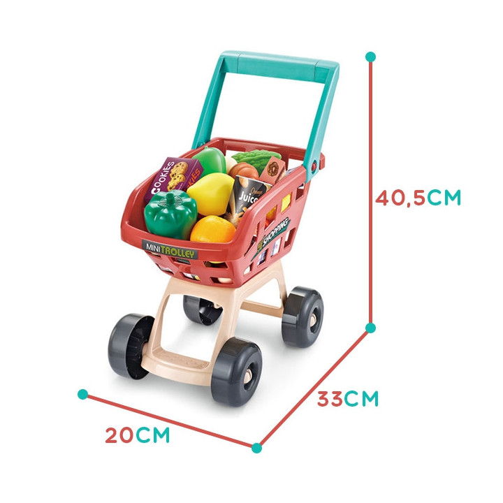 WOOPIE Sklep Supermarket z Wózkiem Sklepowym Waga Kasa Skaner + 48 Akc