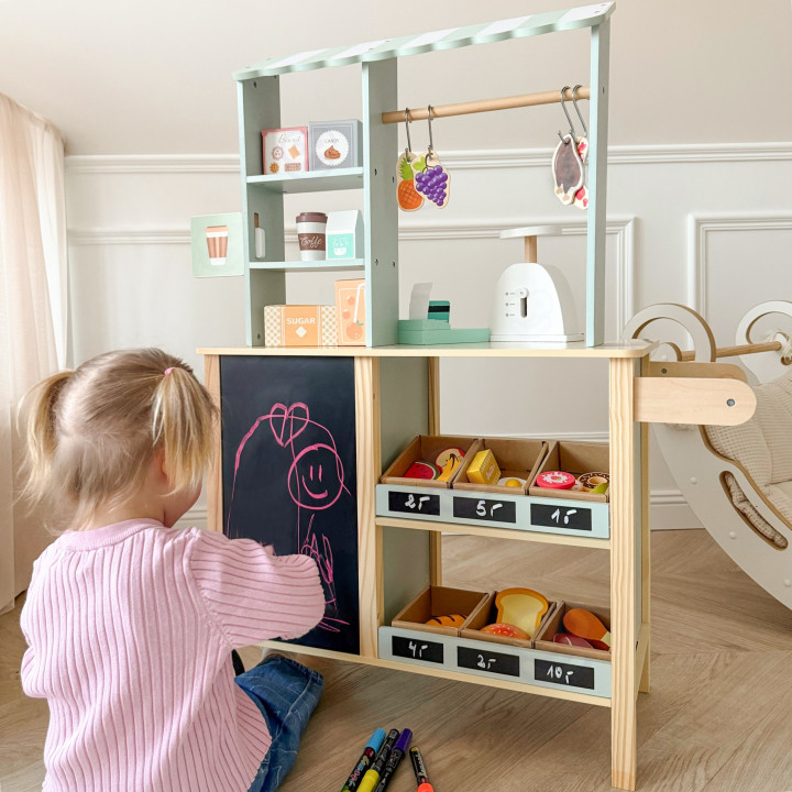 WOOPIE GREEN Duży Wielofunkcyjny Sklepik 5w1 Stragan Supermarket Resta