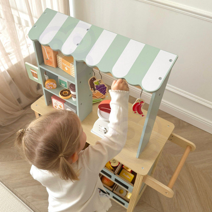 WOOPIE GREEN Duży Wielofunkcyjny Sklepik 5w1 Stragan Supermarket Resta