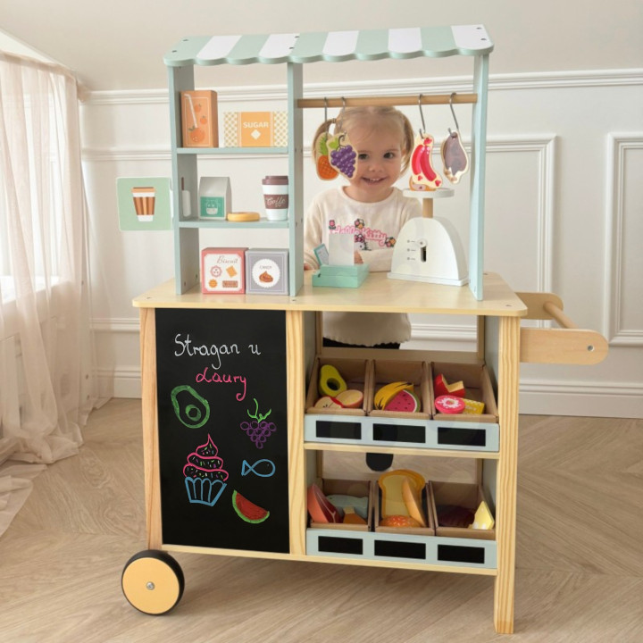 WOOPIE GREEN Duży Wielofunkcyjny Sklepik 5w1 Stragan Supermarket Resta