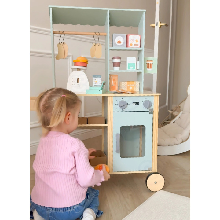 WOOPIE GREEN Duży Wielofunkcyjny Sklepik 5w1 Stragan Supermarket Resta