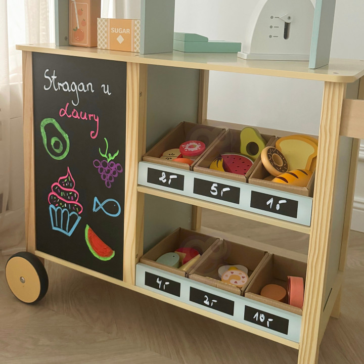 WOOPIE GREEN Duży Wielofunkcyjny Sklepik 5w1 Stragan Supermarket Resta