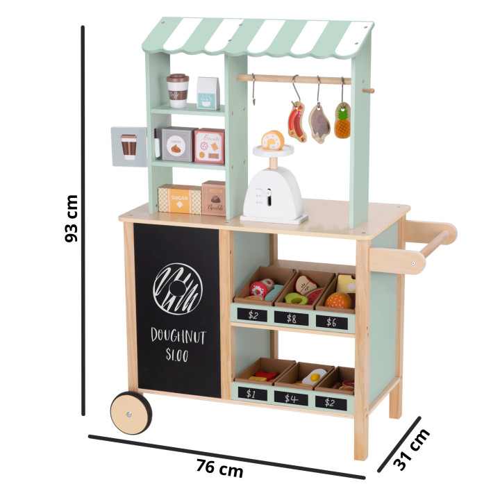 WOOPIE GREEN Duży Wielofunkcyjny Sklepik 5w1 Stragan Supermarket Resta