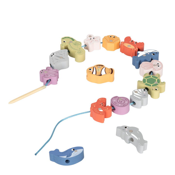TOOKY TOY Drewniany Zestaw Morskich Zabawek Wieża Balansująca Łowienie