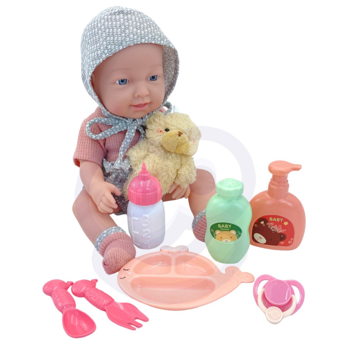 WOOPIE ROYAL Lalka Bobas 36 cm w Ubranku z Misiem Akcesoria do Karmien