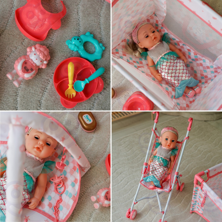 WOOPIE ROYAL Lalka Bobas 36 cm Syrenka Interaktywna Zestaw XXL Opiekun