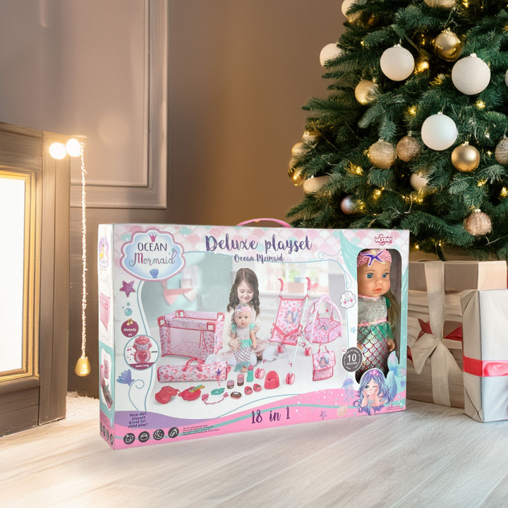 WOOPIE ROYAL Lalka Bobas 36 cm Syrenka Interaktywna Zestaw XXL Opiekun
