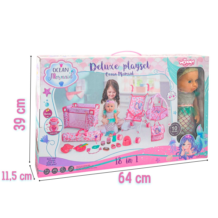 WOOPIE ROYAL Lalka Bobas 36 cm Syrenka Interaktywna Zestaw XXL Opiekun