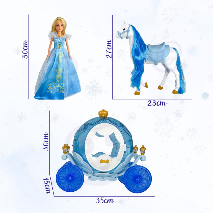 WOOPIE ROYAL Lalka Lodowa Księżniczka Lily i Magiczny Powóz Karoca Akc
