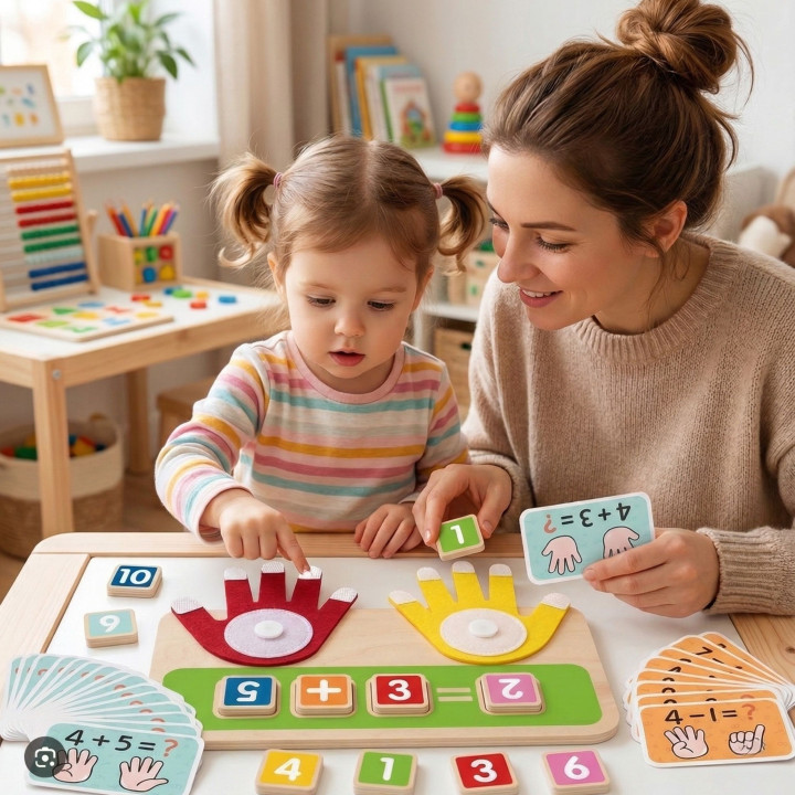 TOOKY TOY Drewniana Zabawka Edukacyjna do Nauki Liczenia Na Palcach Do