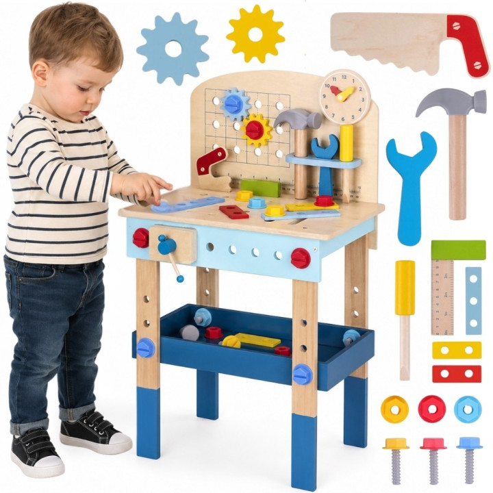 TOOKY TOY Drewniany Stół Do Majsterkowania Warsztat