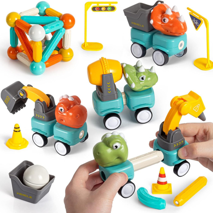 WOOPIE Klocki Magnetyczne Dinozaury Konstrukcyjne 84 el.