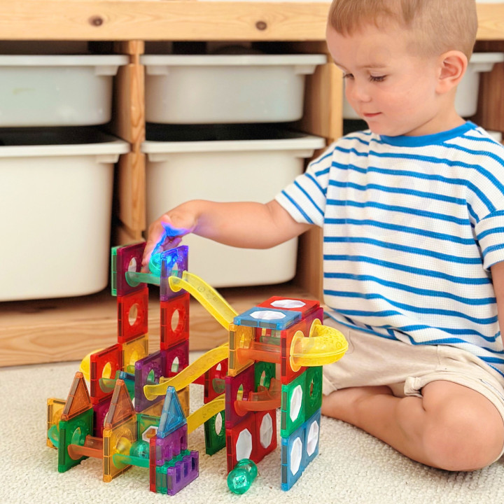 WOOPIE Klocki Magnetyczne Konstrukcyjne 3D Zestaw Edukacyjny Tor Kulko