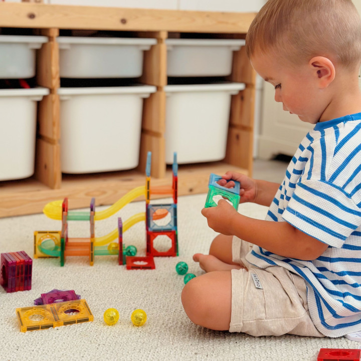 WOOPIE Klocki Magnetyczne Konstrukcyjne 3D Zestaw Edukacyjny Tor Kulko