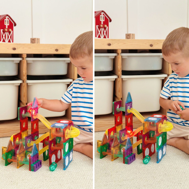 WOOPIE Klocki Magnetyczne Konstrukcyjne 3D Zestaw Edukacyjny Tor Kulko