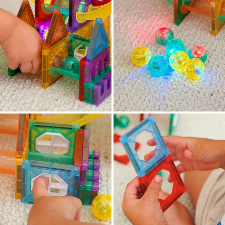 WOOPIE Klocki Magnetyczne Konstrukcyjne 3D Zestaw Edukacyjny Tor Kulko
