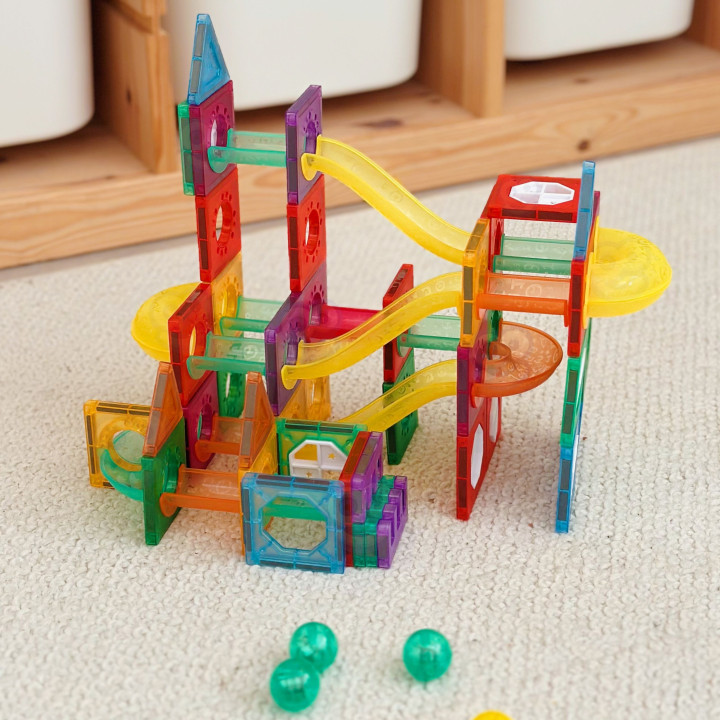 WOOPIE Klocki Magnetyczne Konstrukcyjne 3D Zestaw Edukacyjny Tor Kulko