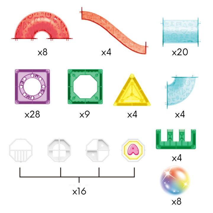 WOOPIE Klocki Magnetyczne Konstrukcyjne 3D Zestaw Edukacyjny Tor Kulko