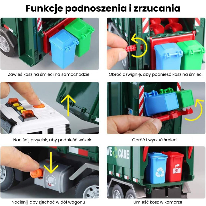 WOOPIE Śmieciarka Ciężarówka Segregacja Śmieci - skala 1:10