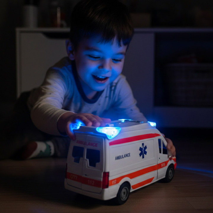 WOOPIE Pogotowie Karetka Ambulans Nosze w Zestawie + Sygnały Dźwiękowe
