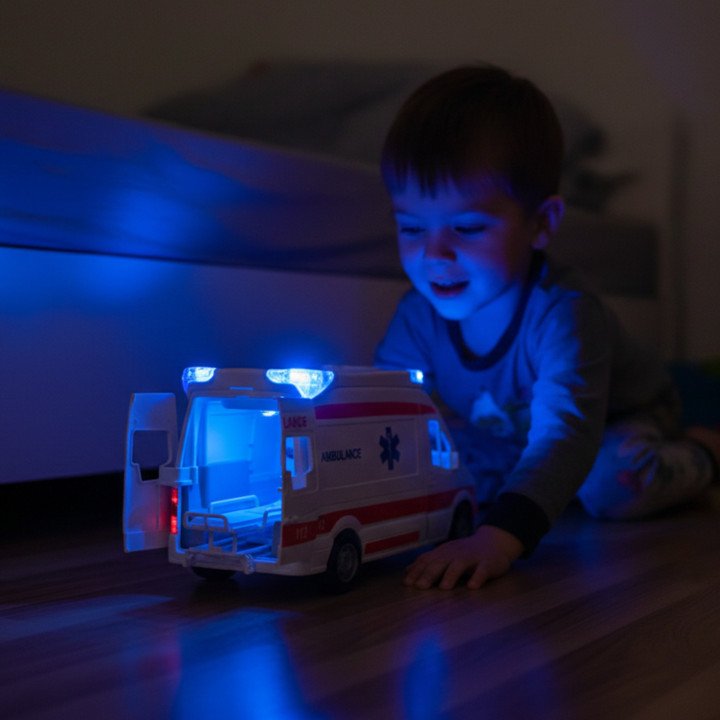 WOOPIE Pogotowie Karetka Ambulans Nosze w Zestawie + Sygnały Dźwiękowe
