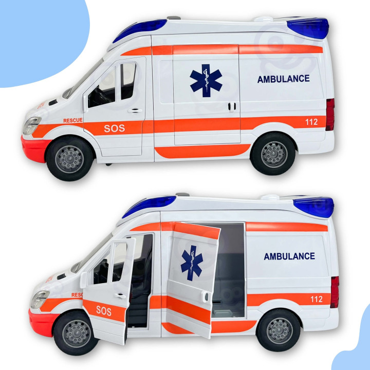WOOPIE Pogotowie Karetka Ambulans Nosze w Zestawie + Sygnały Dźwiękowe