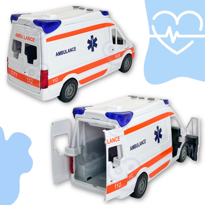 WOOPIE Pogotowie Karetka Ambulans Nosze w Zestawie + Sygnały Dźwiękowe