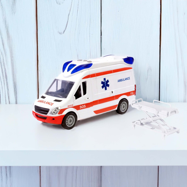 WOOPIE Pogotowie Karetka Ambulans Nosze w Zestawie + Sygnały Dźwiękowe