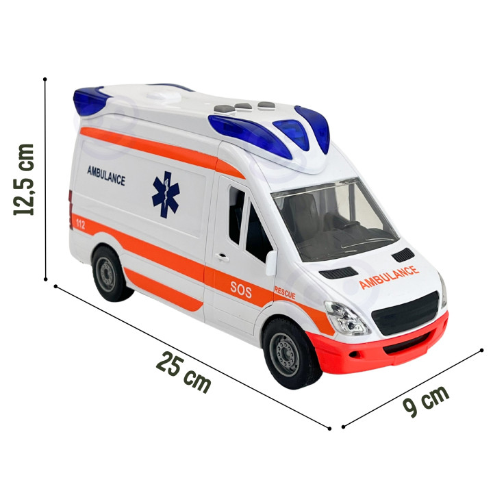 WOOPIE Pogotowie Karetka Ambulans Nosze w Zestawie + Sygnały Dźwiękowe
