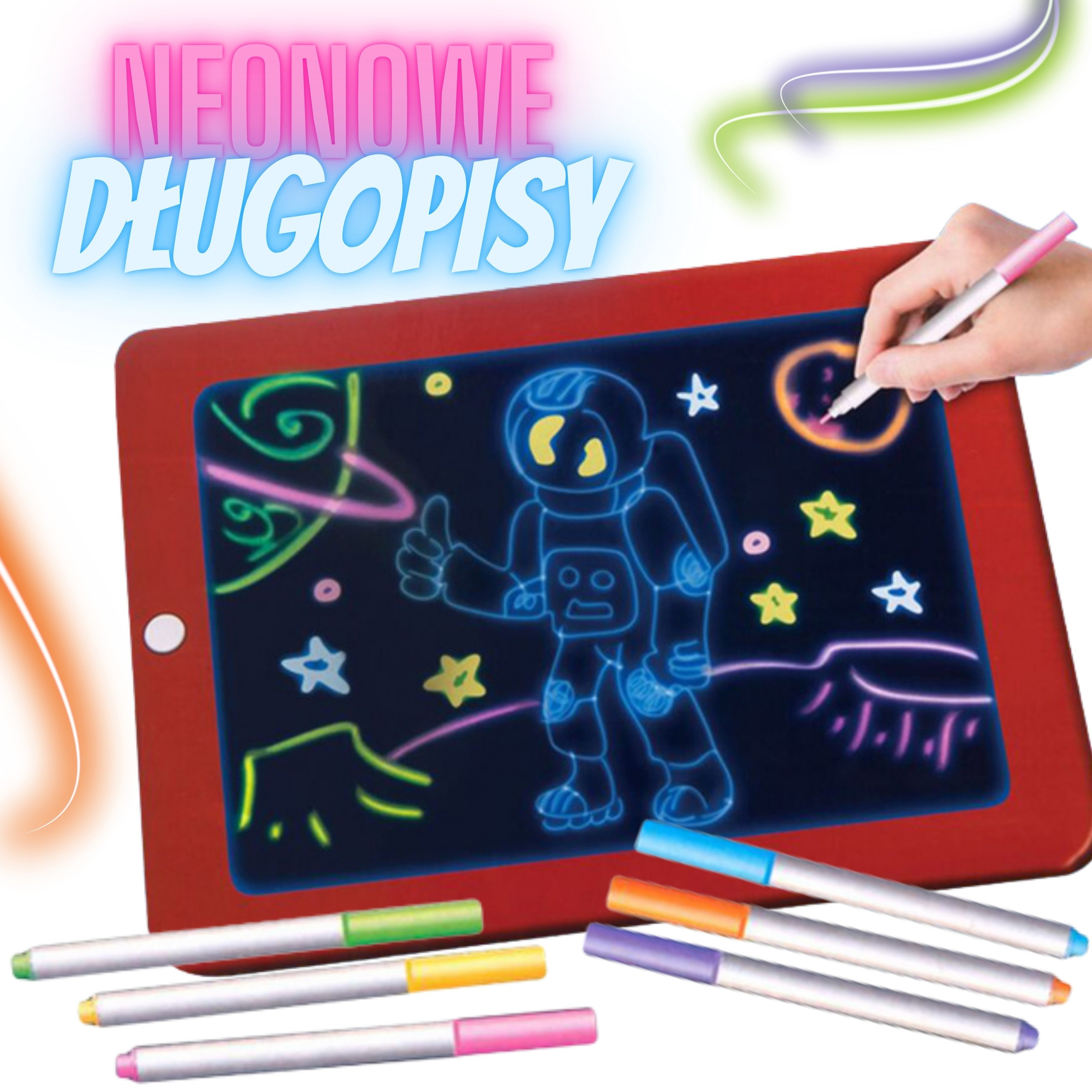 WOOPIE Magiczny Tablet Graficzny do Rysowania Neonowe Kolory