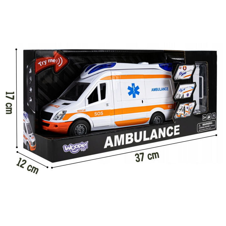 WOOPIE Pogotowie Karetka Ambulans Nosze w Zestawie + Sygnały Dźwiękowe