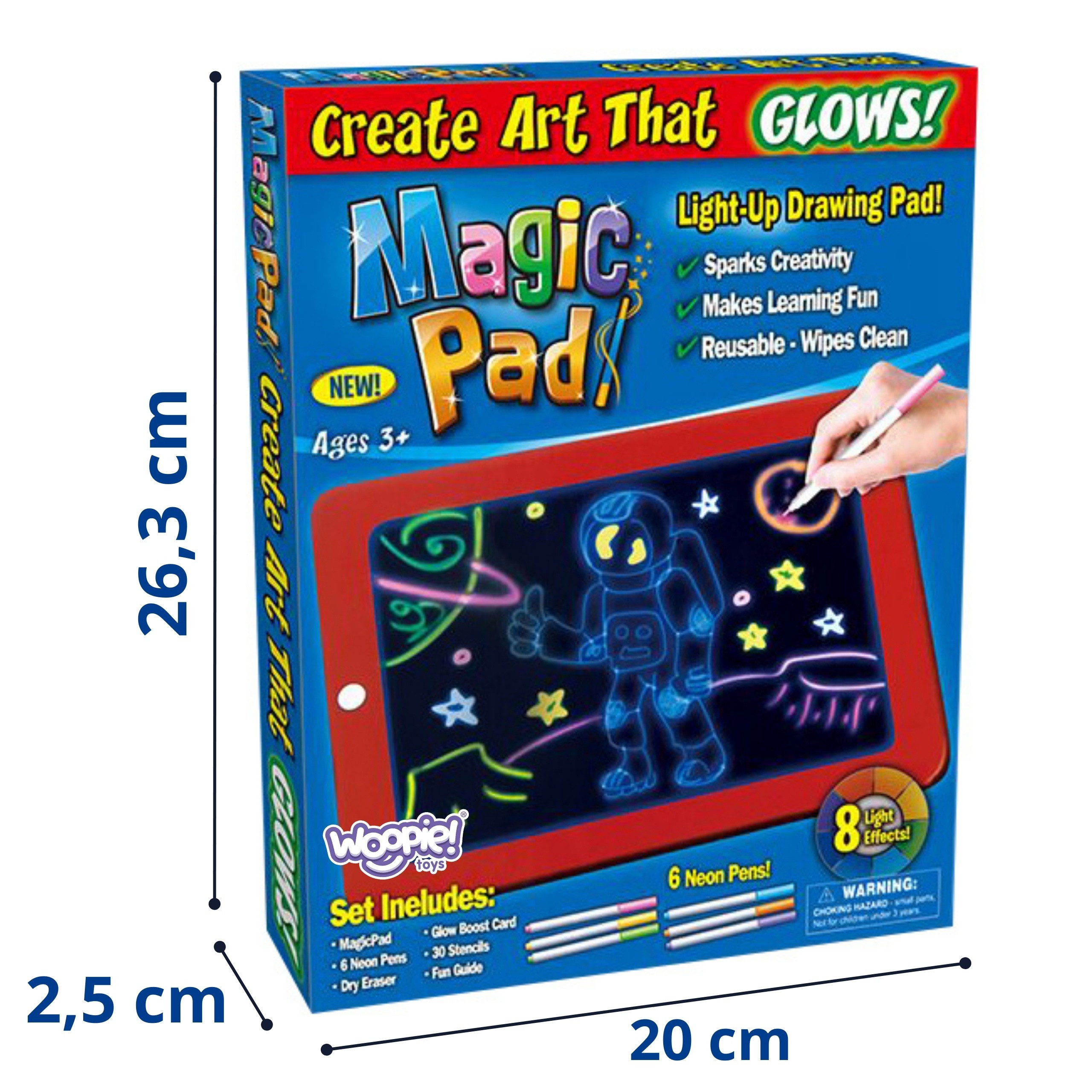 WOOPIE Magiczny Tablet Graficzny do Rysowania Neonowe Kolory