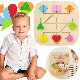 Viga Drewniana Tablica Manipulacyjna Ścienna Kształty Montessori Eduka