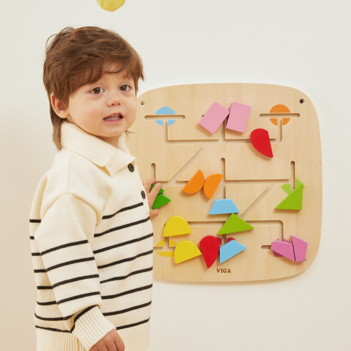Viga Drewniana Tablica Manipulacyjna Ścienna Kształty Montessori Eduka