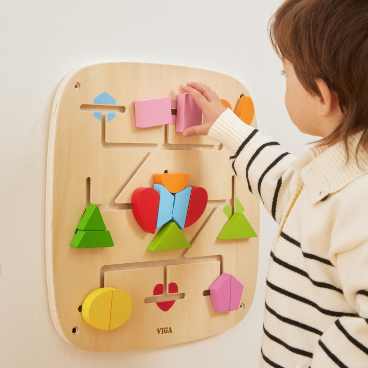 Viga Drewniana Tablica Manipulacyjna Ścienna Kształty Montessori Eduka