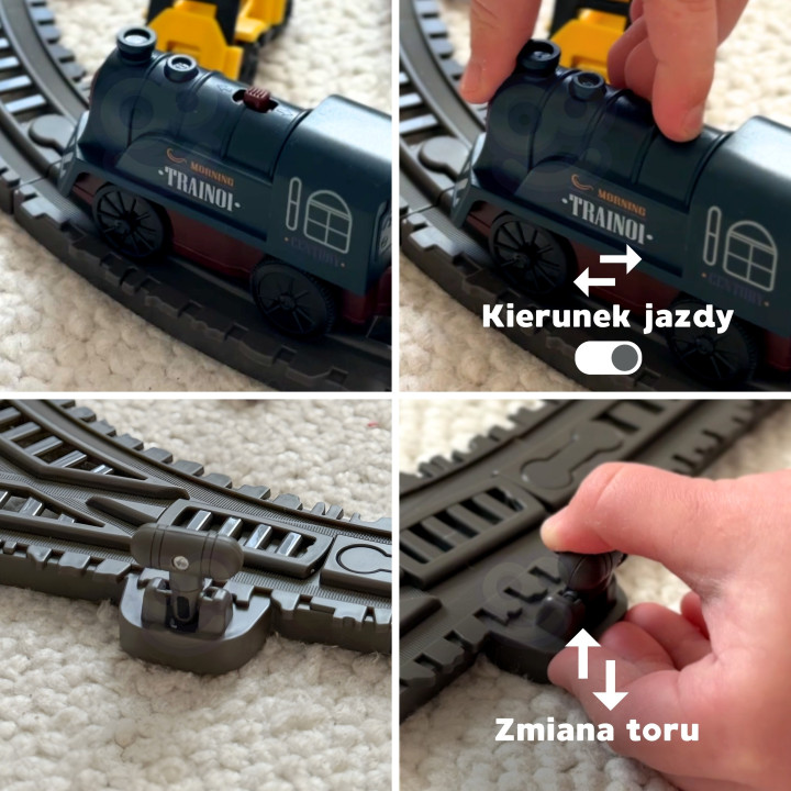 WOOPIE Elektryczna Kolejka Tor Retro Ciuchcia Lokomotywa + 2 Wagony – 
